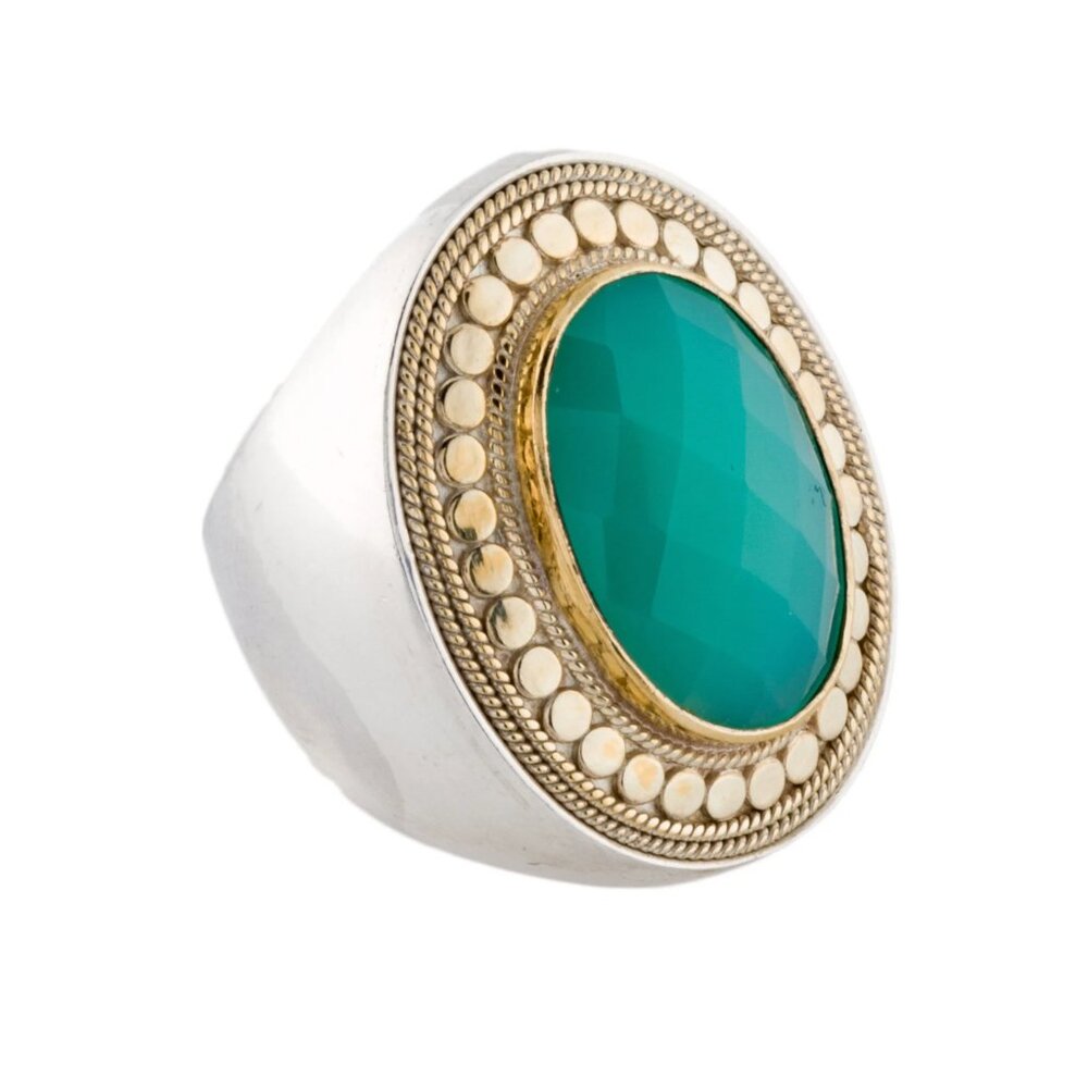Anna Beck | 18K Yellow Gold-Plated  Chrysoprase Cocktail Ring Size: 7